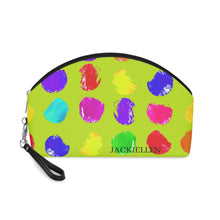 Load image into Gallery viewer, Green & Rainbow Dot Cosmetic Bag