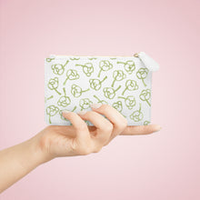 Load image into Gallery viewer, Green &amp; White Floral Mini Clutch Bag
