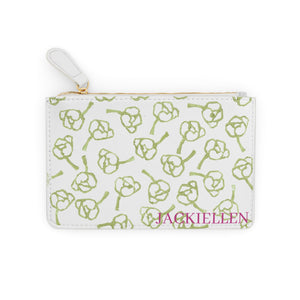 Green & White Floral Mini Clutch Bag