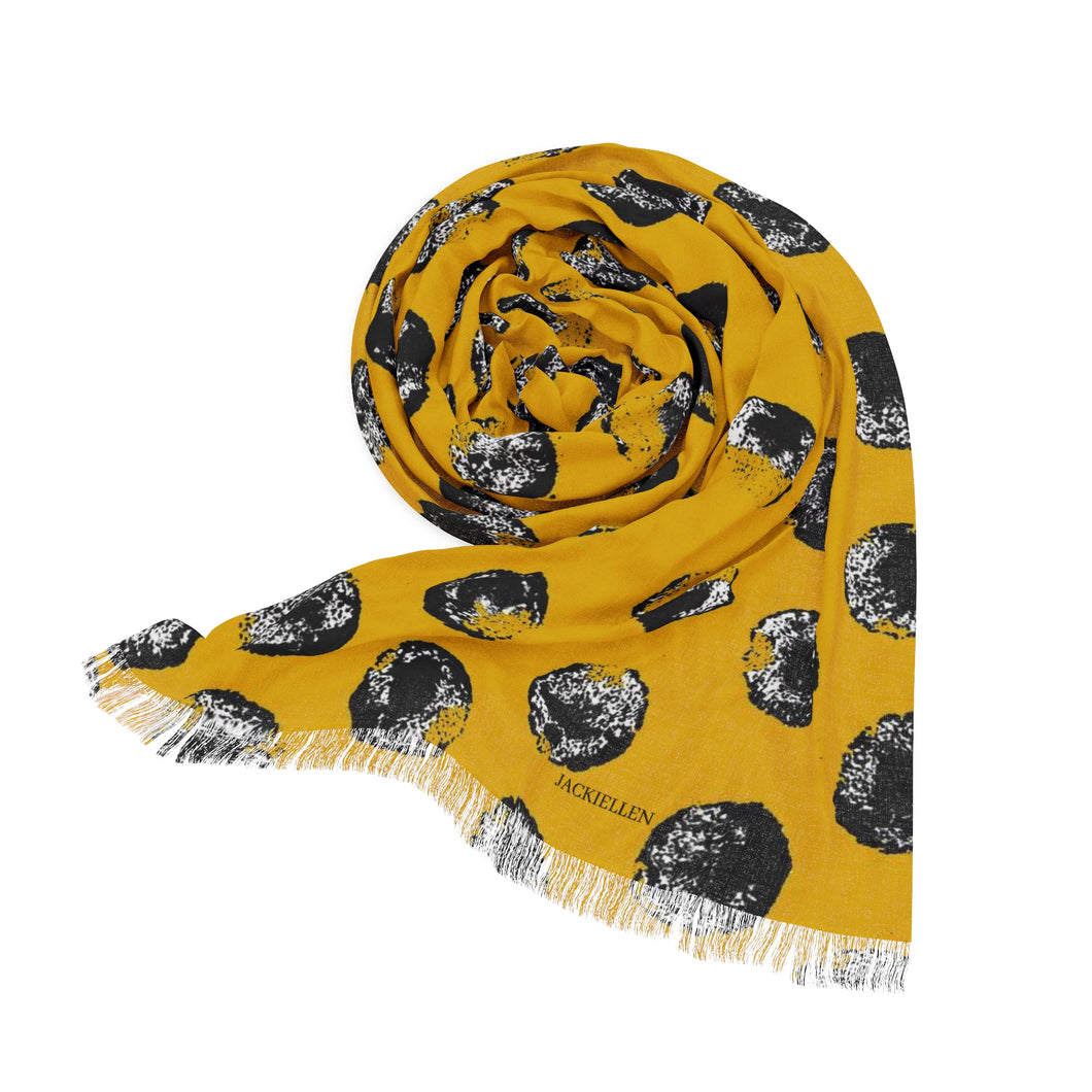 Yellow & Black Dot Print Scarf