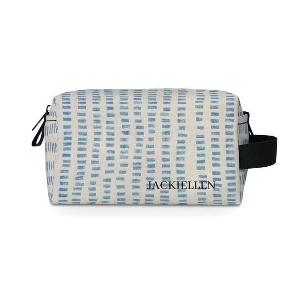 Blue & Cream Block Print Toiletry Bag