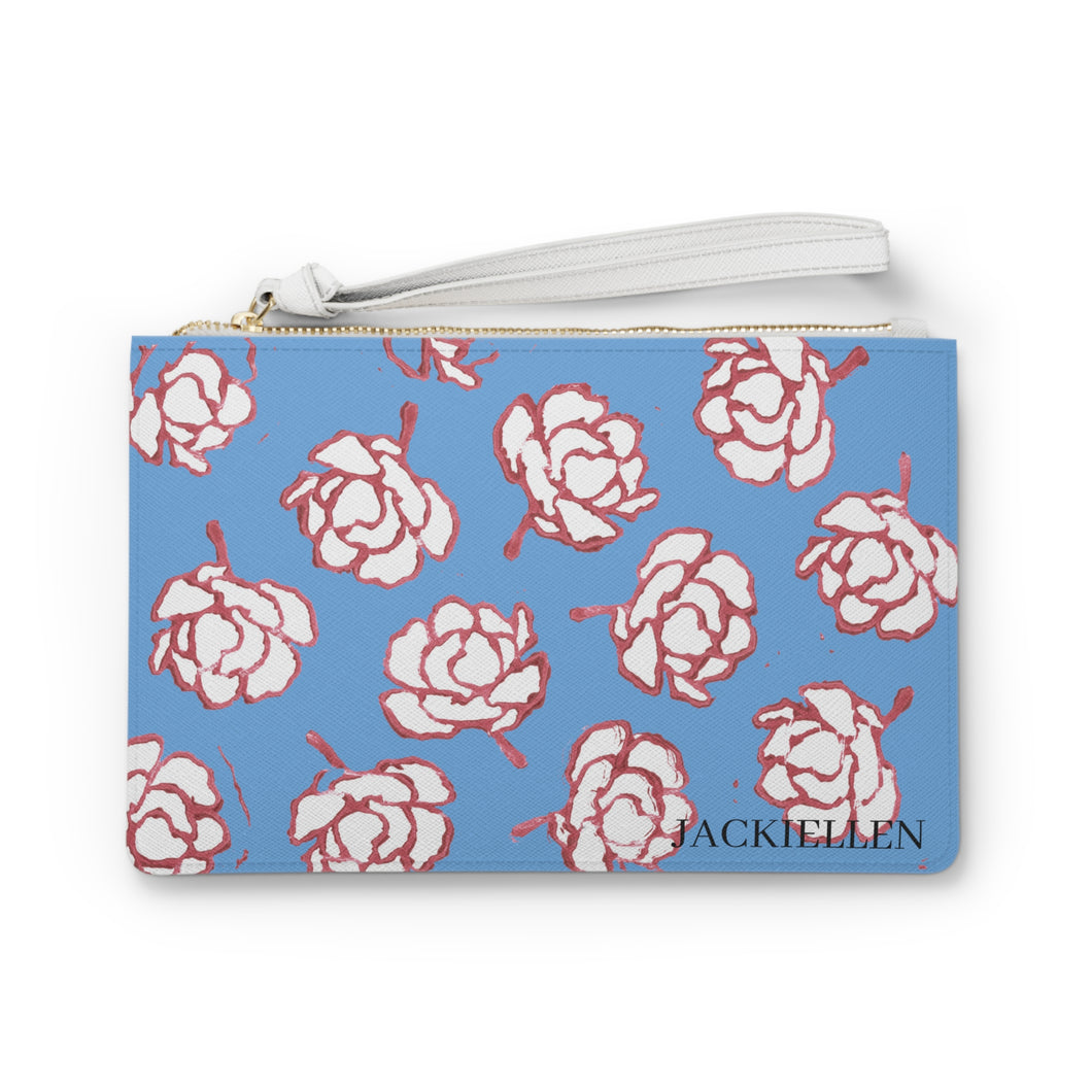 Blue & Pink Floral Clutch Bag