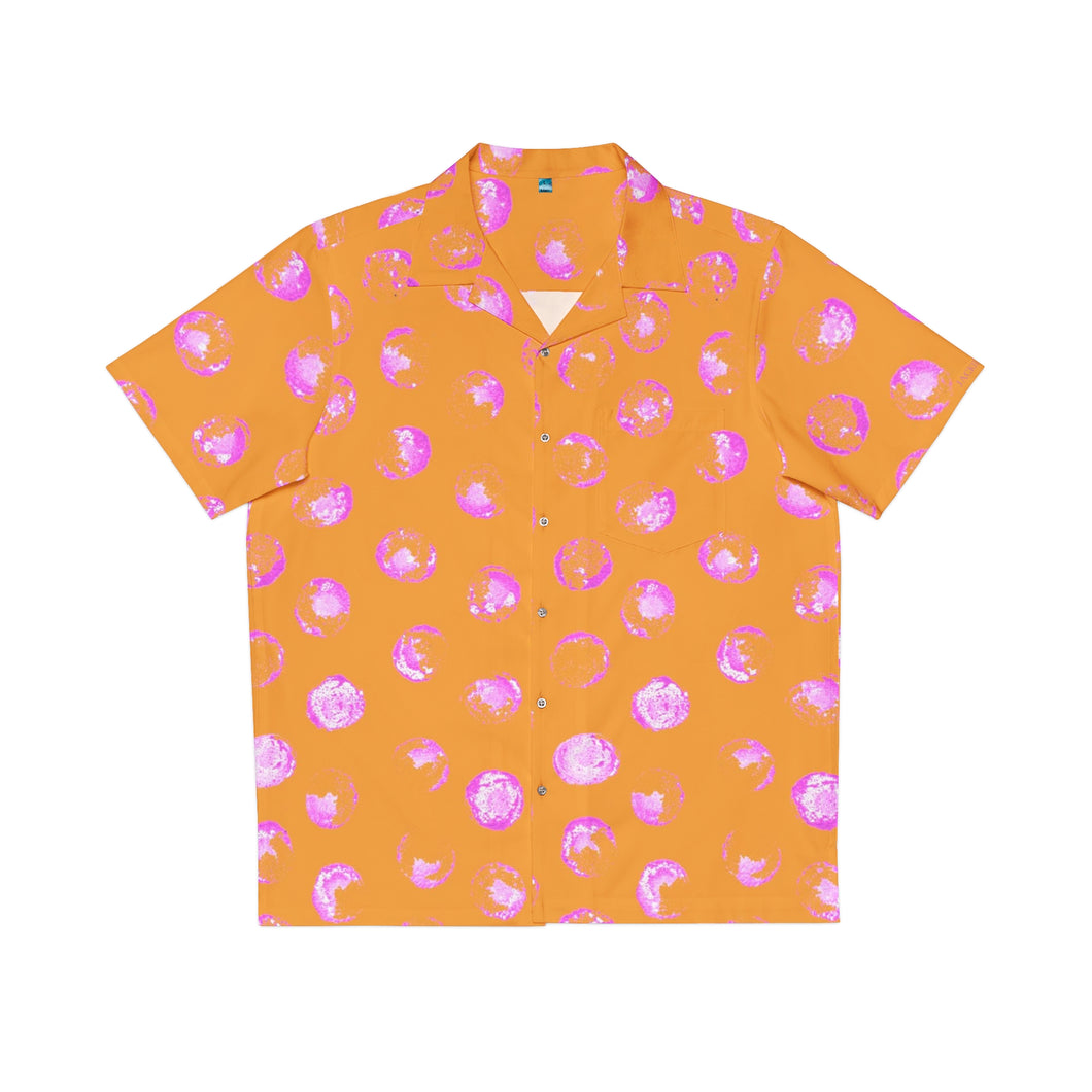 Men's Hawaiian Shirt in Orange & Pink Dot