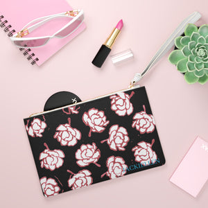 Black & Pink Floral Clutch Bag