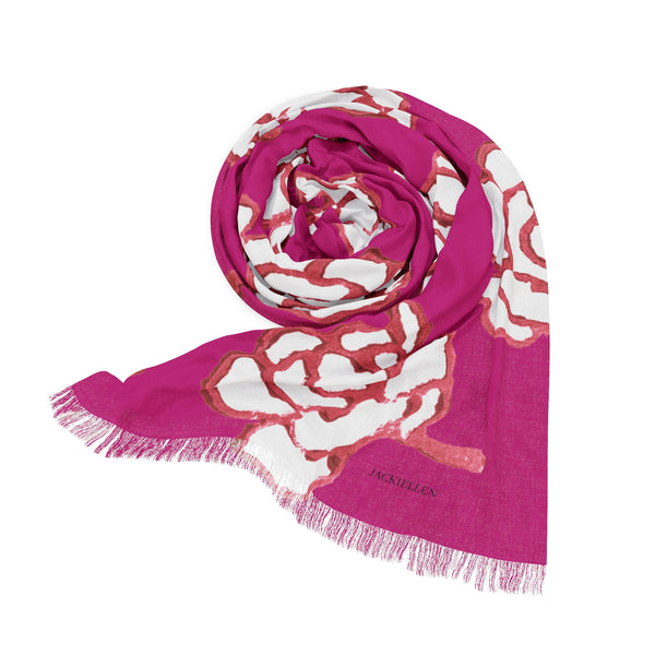 Pink Floral Print Scarf