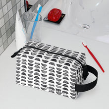 Load image into Gallery viewer, Black &amp; White Block Print Toiletry Bag
