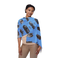 Load image into Gallery viewer, Blue &amp; White Printed Scarf
