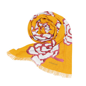 Yellow & Pink Floral Print Scarf