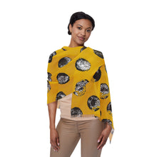 Load image into Gallery viewer, Yellow &amp; Black Dot Print Scarf
