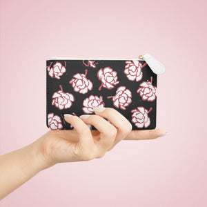 Black & Pink Floral Mini Clutch Bag