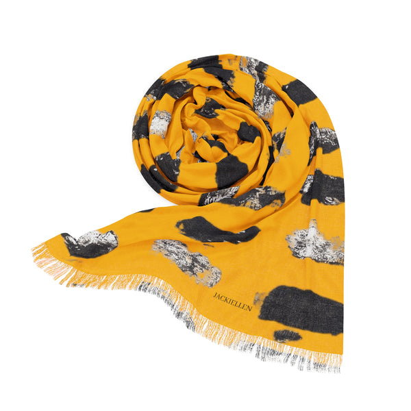 Yellow & Black Printed Scarf