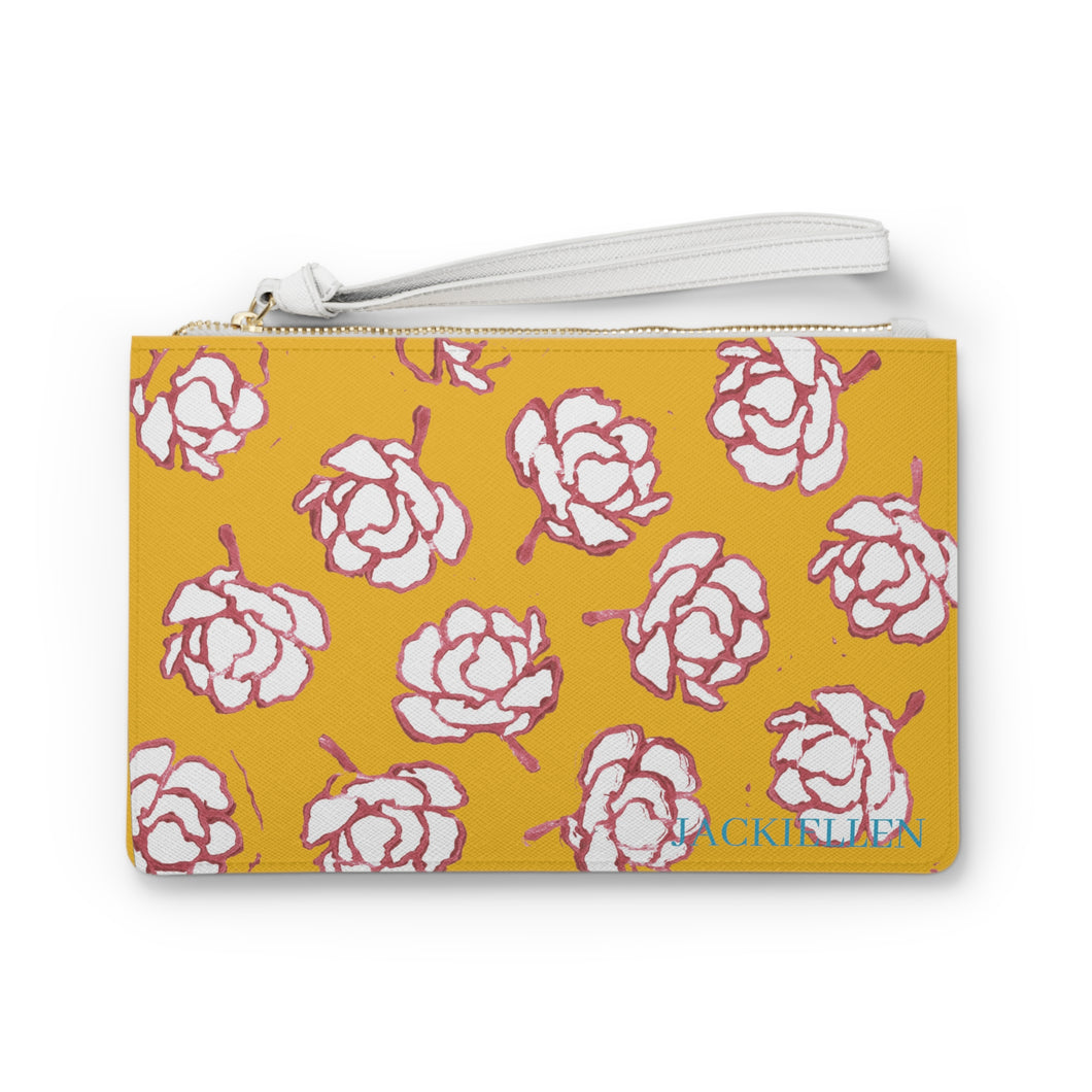 Yellow & Pink Floral Clutch Bag