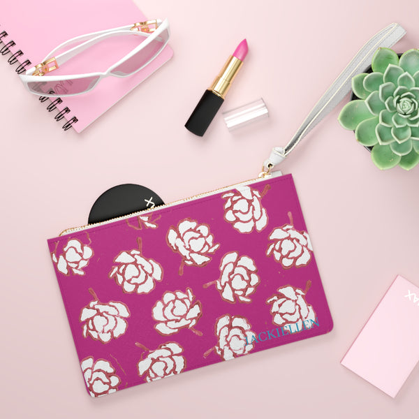 Pink Floral Clutch Bag