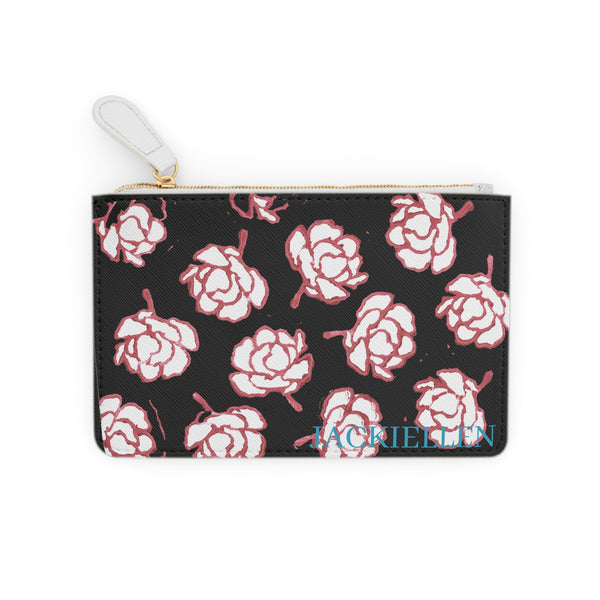 Black & Pink Floral Mini Clutch Bag