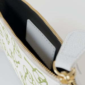 Green & White Floral Mini Clutch Bag