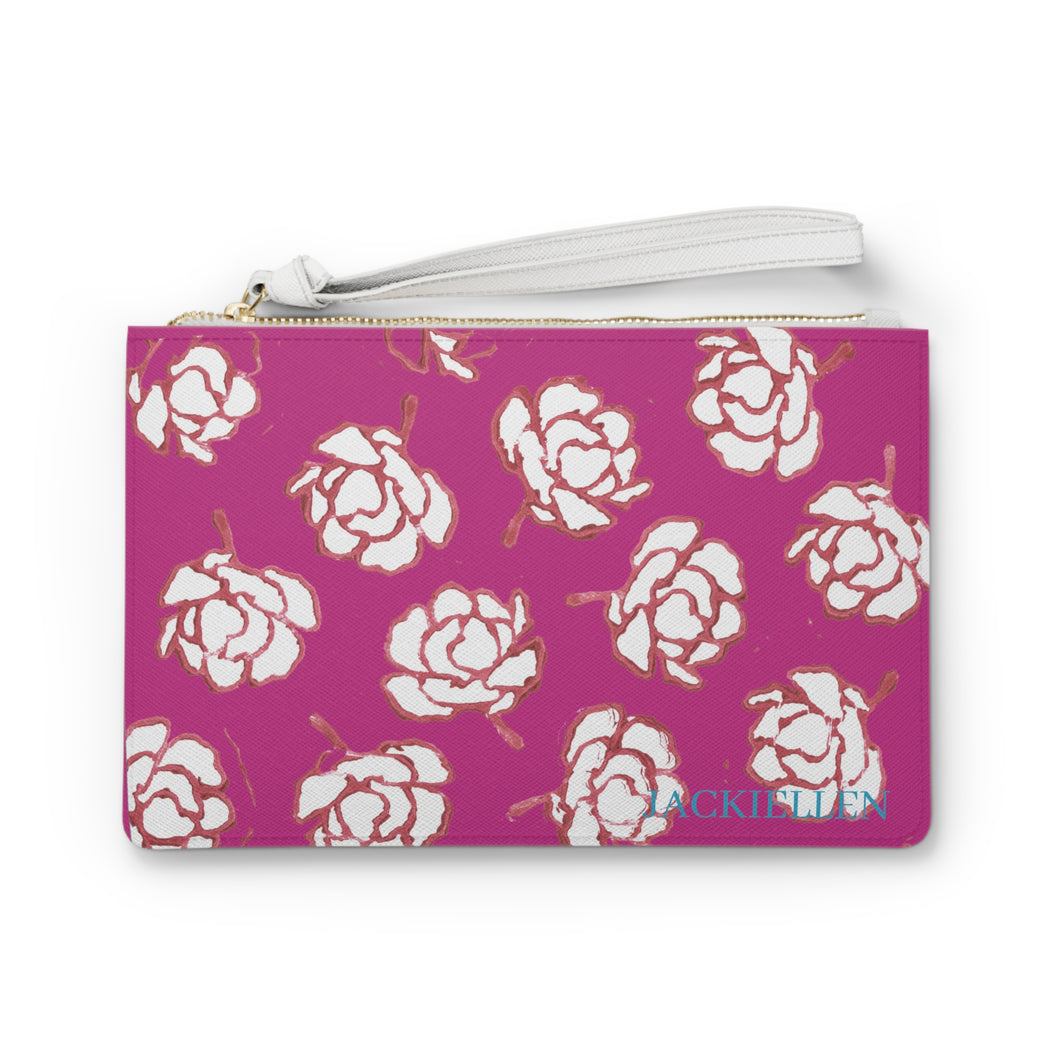 Pink Floral Clutch Bag