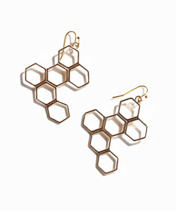Gold Honeycomb Dangle Earrings